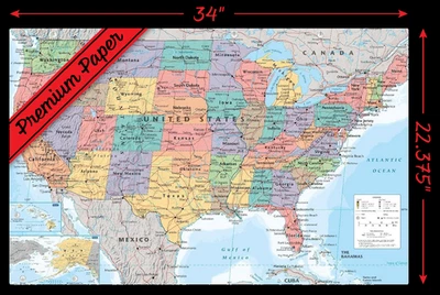 Póster mapa de pared Estados Unidos-Estados Unidos edición clásica de Trends International Foto 1 de 2