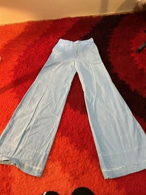 De Colección Para Mujer Años 70 Azul Claro Denim Cintura Alta Campana Parte Inferior Campana Parte Inferior Talla 9 Foto 1 de 4