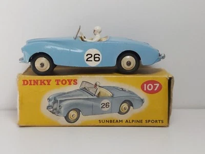 Dinky Toys 107 Sunbeam Alpine Deportes En Caja Bebé Azul Nº26 Foto 1 de 4