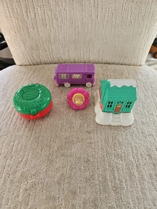 VINTAGE 90s LOT of POLLY POCKET McDonald's Toys Cases Ring & Mobil Home Set Of 4 - Picture 1 of 6