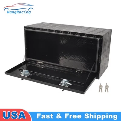36" X 17" X 18" Black Aluminum Underbody Truck Trailer Lockable Storage Tool Box - Image 1 of 4