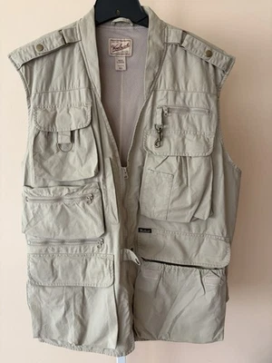 Woolrich Heavy Duty Fishing Vest Khaki Mens XL Cargo Pockets Zipper Outdoors - Image 1 of 4