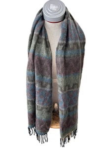 Sciarpa scialle collo lungo 78x19 Made in Italy acrilico frangia morbida - Foto 1 di 6