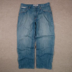 Y2K Rocawear Jeans larghi ricamati blu chiaro 34x30 pantaloni uomo vintage - Foto 1 di 24