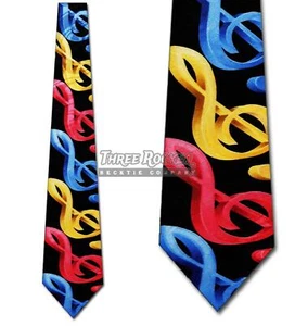 Music Tie Treble Clef Neckties Mens Colorful Musician Neck Ties Brand New - Picture 1 of 3