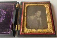 Antique Old Union Embossed Case Daguerreotype Photo Post Mortem Woman Portrait