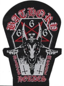 BATHORY-HORDAS DE METAL NEGRO-PARCHE TEJIDO FORMA ATAÚD - Imagen 1 de 1