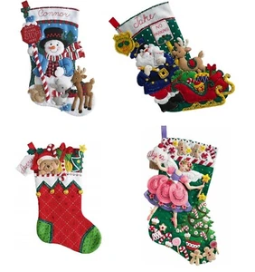 Bucilla 18" Felt Stocking Kit- Santa Stop Here, Officer Santa, Holiday Teddy - Picture 1 of 6