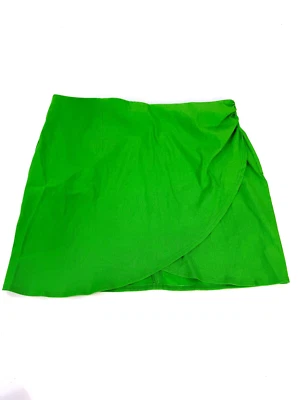 Asos Neon Shamrock Lime Green Wrap Front Skirt Size 14 NEW Women's - Image 1 of 4