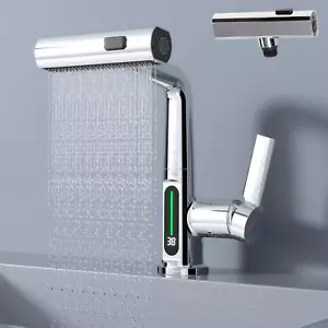 Digital Display Bathroom Faucet,Waterfall Kitchen Sink Faucets,Bathroom Faucets - Picture 1 of 12