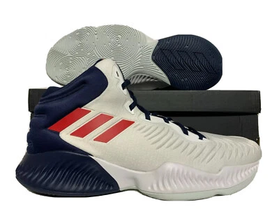Tênis de basquete Adidas SM Mad Bounce 2018 EUA branco vermelho azul marinho (D97372) - Imagem 1 de 4
