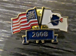 National Law Enforcement Memorial Dual Flags 2008 USA /Rose Shield Lapel Pin - Picture 1 of 5