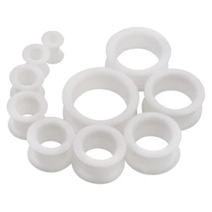 PAIR-THICK SILICONE SKINS FLESH TUNNELS-Ear Gauges-Soft Ear plugs-Ear Skin 2g-1" - Picture 1 of 37
