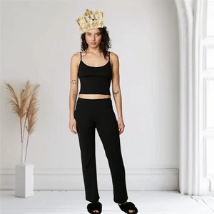 Victoria's Secret ROSA Negro Corazón Pointelle Cami y Pijama Largo Conjunto - Talla ⇒ XL - Imagen 1 de 6