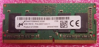 Micron MTA4ATF25664HZ-2G3B1 2GB 1RX16 PC4-2400T SODIMM Laptop RAM Memory DDR4 - Image 1 of 2