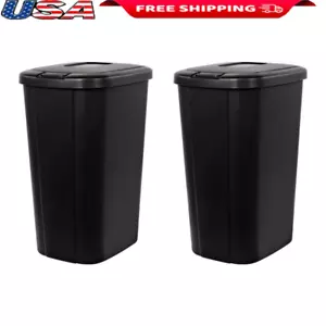 Touch Top Trash Can 2 Pack Slim Profile Spring Loaded Lid Kitchen Waste Bin New - Picture 1 of 10