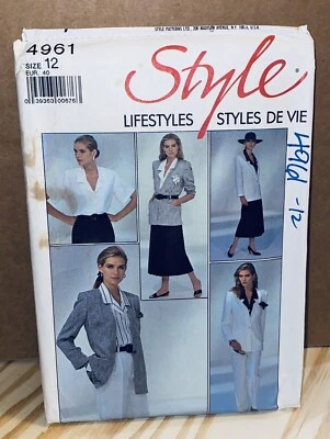 VTG 80’s Style Pattern 4961 Size 12 Misses Jacket, Skirt, Shirt, Trousers UNCUT - Image 1 of 3