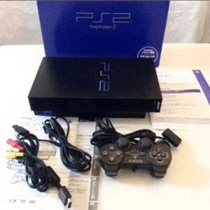 SONY PlayStation2 PS2 Game Home Console Boxed Black SCPH-18000 Good Used Japan - Picture 1 of 9
