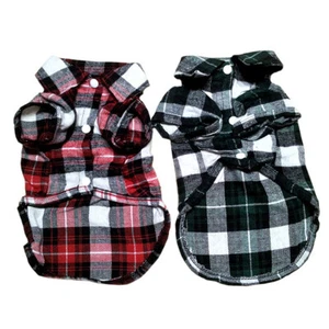 Pet Dog Cat Cotton Short Sleeve Checks Shirt - Picture 1 of 3