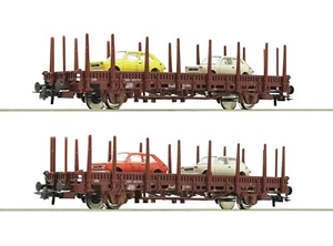 HO - Roco - ref.67086 - Set de 2 vagones plataforma teleros con coches 127, DB - Imagen 1 de 1