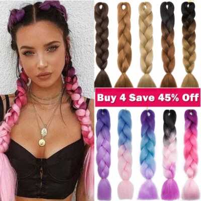 Extensiones de Cabello Jumbo Trenzas de Colores 24" Largo Jumbo Crochet Trenzado Cabello Ombre H Foto 1 de 4