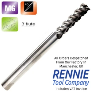 Solid Carbide Aluminium Long / Extra Long End Mill 45 Degree Helix 3 Flute - Picture 1 of 16