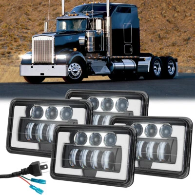 4pcs DOT Approved 4x6" 120W LED Headlights Halo DRL fits Kenworth W900 1985-1998 - Image 1 of 4