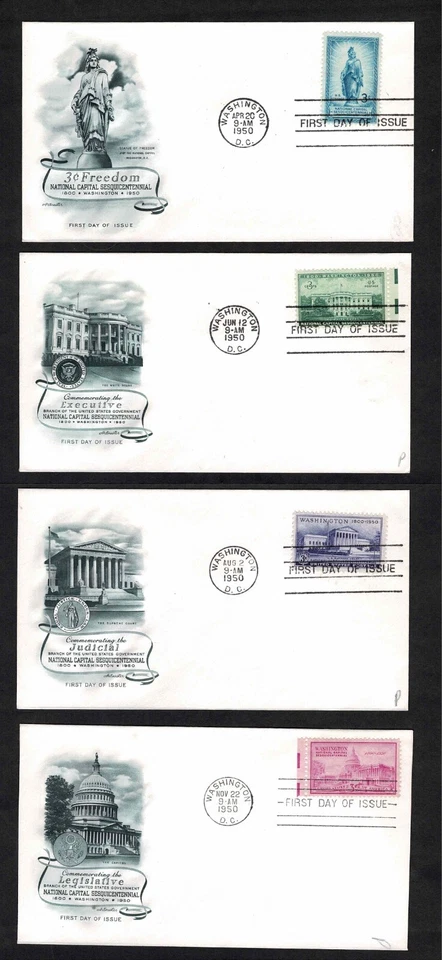 989-992 National Capitol Sesquicentennial matching set of singles, Artmaster - Image 1 of 1