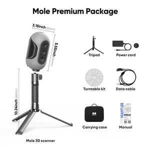 3DMakerpro Mole 3D Scanner 0,05 mm precisione 10 FPS - Pack Premium - Photo 1/5
