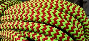 9/16 Double Braid-Yacht Braid Polyester Rope Hank. Red/Lime Herringbone. - Picture 1 of 4