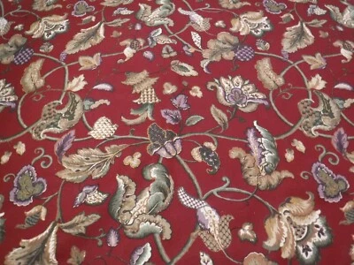 De Colección Waverly 54" x 150" Tela Floral Homestead Deerfield Rojo Lila Dorado Tostado Foto 1 de 4