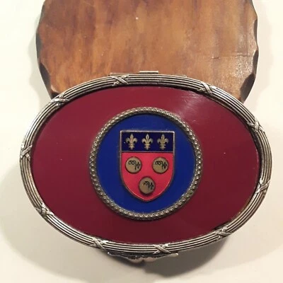 Antique Silver Celluloid Guilloche Enamel Armorial Box with Heraldic Crest - Image 1 of 4