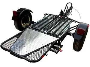 NEW Folding Single RAIL Motorcycle Trailer used for Harley Honda Gold Wing - Picture 1 of 11