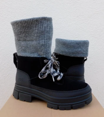 UGG NEGRO ASHTON EXCURSIONISTA IMPERMEABLE GAMUZA BOTINES, MUJER US 10/ EUR 41 ~NUEVOS Foto 1 de 4