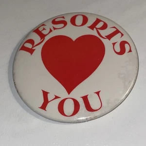 VTG RESORTS LOVE HEART YOU PIN BUTTON WHITE & RED NJ Casino Advertising R42 - Picture 1 of 6
