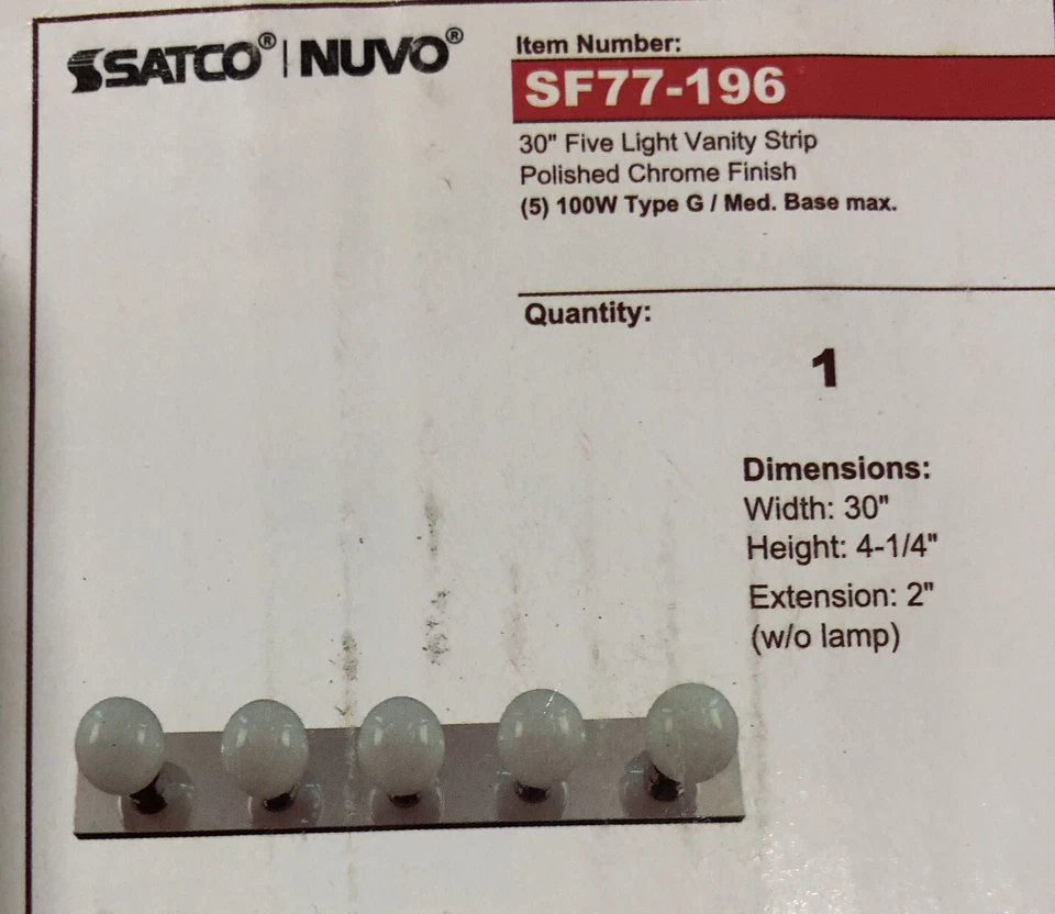 Tira de tocador Nuvo Lighting 5 luces 30", cromo pulido - SF77-196 Foto 1 de 1