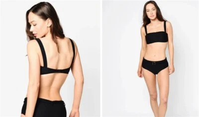 全新无标签 Seafolly Capri 10 美国 Napolitano Dream Girl 黑色比基尼上衣 117865 — 第 1/2 张图片