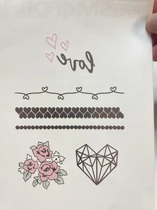 Love Silver  Metallic  Temporary Prism Foil Tattoo's (set Of 5 Sheets ) - Picture 1 of 5