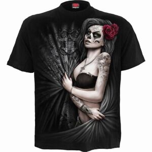 Dead Love T Shirt by Spiral Horror Gothic Goth Skull Rose Metal Biker Gift