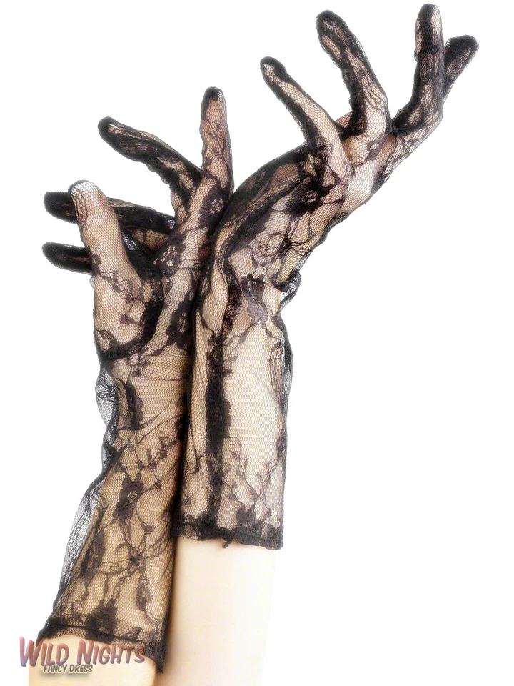 Guantes de encaje florales negros para dama Foto 1 de 1