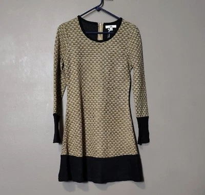 Vestido estampado manga larga Ya Los Angeles tostado/negro M nuevo con etiquetas.  Foto 1 de 4