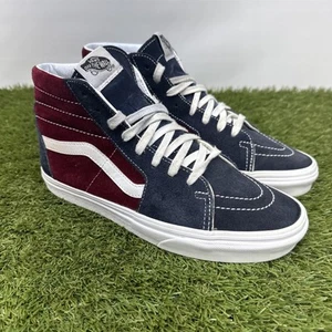 Vans Sk8-Hi Mens Shoes Size 8.5 Red Blue Corduroy Skateboard Athletic Sneakers - Picture 1 of 8
