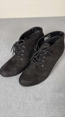 Arizona Jean Lawrence Botines Mujer 8.5M Negro Imitación Gamuza Botines Con Cordones Foto 1 de 4