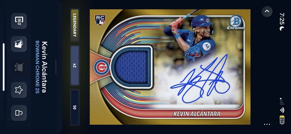 Topps Bunt 25 Digital - Legendary Kevin Alcantara Gold Bowman Patch Auto Cc50 - Image 1 of 1