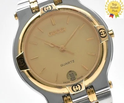 Vintage *EXC+5* Gucci 9000M Men's Gold Dial Date Quartz Watch From JAPAN - Image 1 of 4