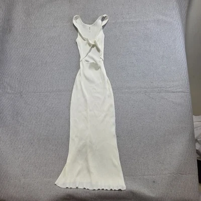 Vestido ceñido al cuerpo tejido acanalado Devon Windsor para mujer talla XS diseño recorte crema cuello Foto 1 de 4