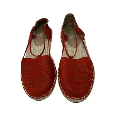 Sandalias Alpargata Eileen Fisher Lee 2 Rojo Amapola Cuero Nubuck Talla 6 Foto 1 de 4