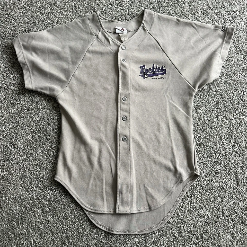 Camiseta deportiva abotonada de colección para bicicleta Colorado Rockies juvenil XL o adulto XS - Imagen 1 de 4