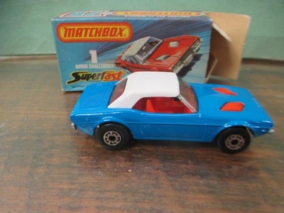 Matchbox Superfast No. 1 Dodge Challenger Blue Body Original Box MIB - Image 1 of 3