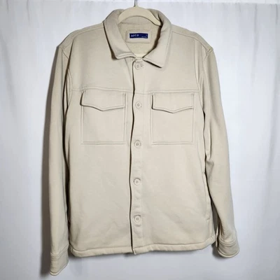 Apt. 9 男式米色纽扣休闲夹克前口袋夹克棉质氨纶  — 第 1/4 张图片